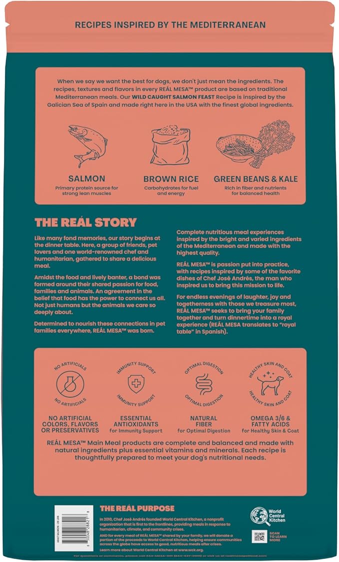 Real Mesa Premium Dry Dog Food - High Protein, Chef Curated Adult Dog Nutrition, Wild Caught Salmon Feast (26lbs)