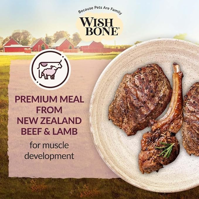 Wishbone Graze New Zealand Beef and Lamb Dry Dog Food, Gluten-Free, Grain-Free Formula for Overall Pet Health - 4 lb