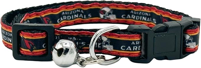 NFL CAT Collar Arizona Cardinals Satin Cat Collar Football Team Collar for Dogs & Cats. A Shiny & Colorful Cat Collar with Ringing Bell Pendant