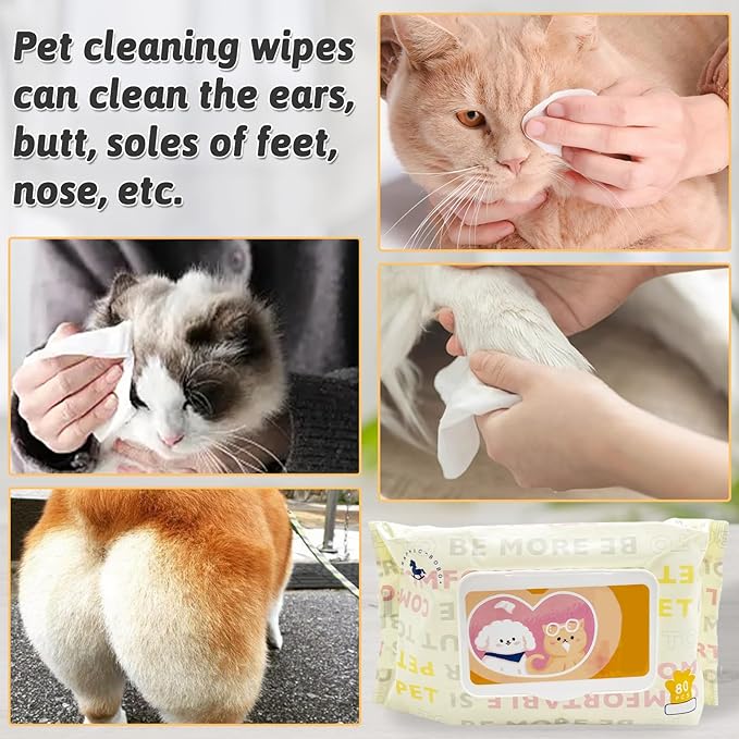 Hamiledyi Pet Wipes for Dogs, 6 Packs of 80 Count Cats Paws Feet Wipe, Soft Thick Puppy Grooming Wipes with Lids for Quick Cleaning Butt Feet Ears Eyes Nose
