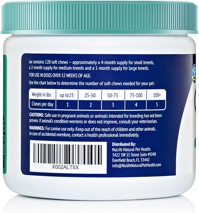 Omega Skin and Coat Chews for Dogs, Wild Salmon Dog Treats with Biotin & Vitamin E, Helps with Itchy Skin, Allergy Relief & Shedding, Omega 3 6 9, EPA & DHA Fatty Acids, Made in USA, 120 Chews