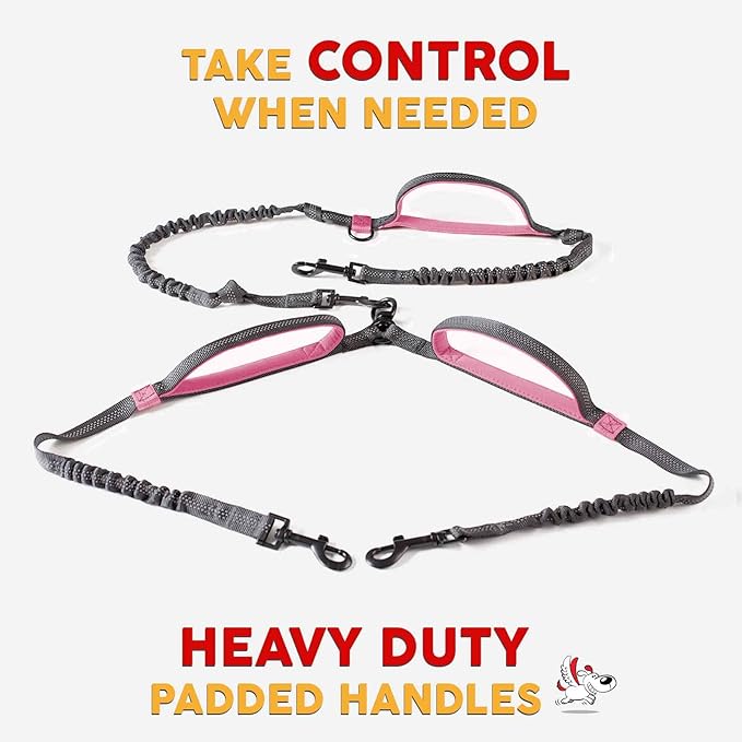 Exquisite Double Running Waist Leash for Large Dogs | Retractable Dog Leash 2 Dogs | Hands Free Leash for for Large Dogs | Two Dog Leash for Large Dogs | Leash for Big Dogs | HandsFree Dog Leash
