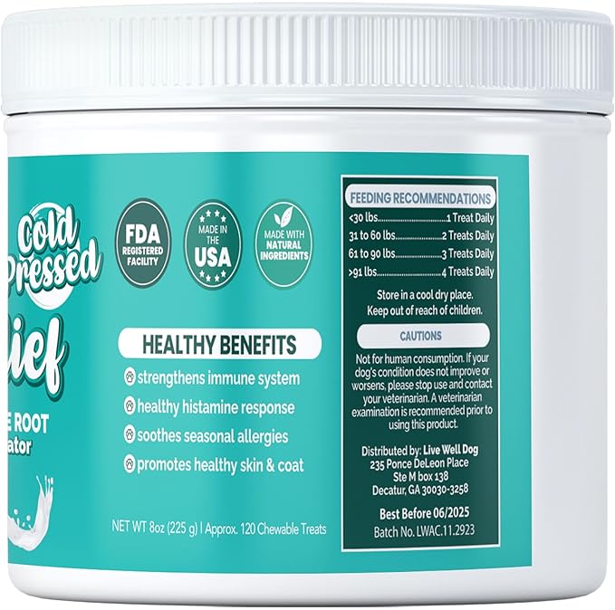 Allergy Relief Soft Chews for Dogs - Anti Itch Supplement - Apple Cider Vinegar, Licorice Root, Valerian Root, and Colostrum - Soft Chews for Skin & Seasonal Allergies - 120 Count