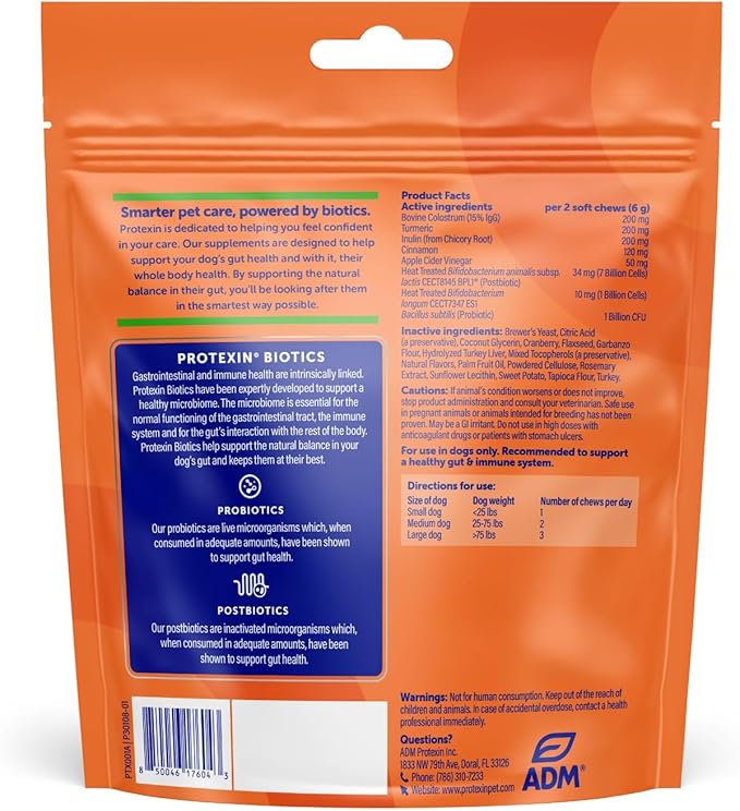 Daily Care Gut+ Immunity, 60 probiotic and postbiotic Dog Supplement Chews – Turkey and Cranberry Flavored