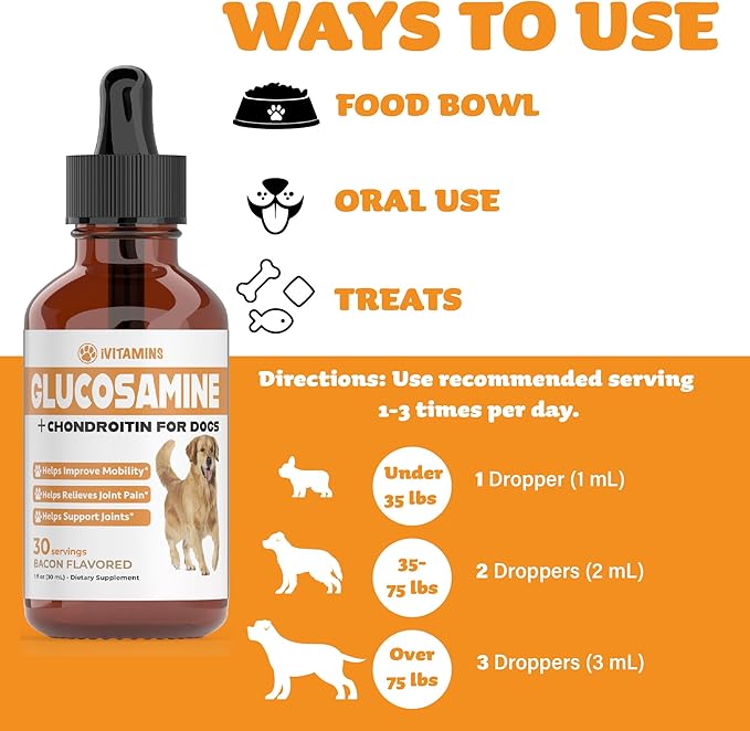 Glucosamine for Dogs | Supports Healthy Hips, Joints, & More | Glucosamine for Dogs Hip and Joint Supplement | Dog Glucosamine | Dog Joint Supplement | Glucosamine Chondroitin for Dogs | 1 fl oz