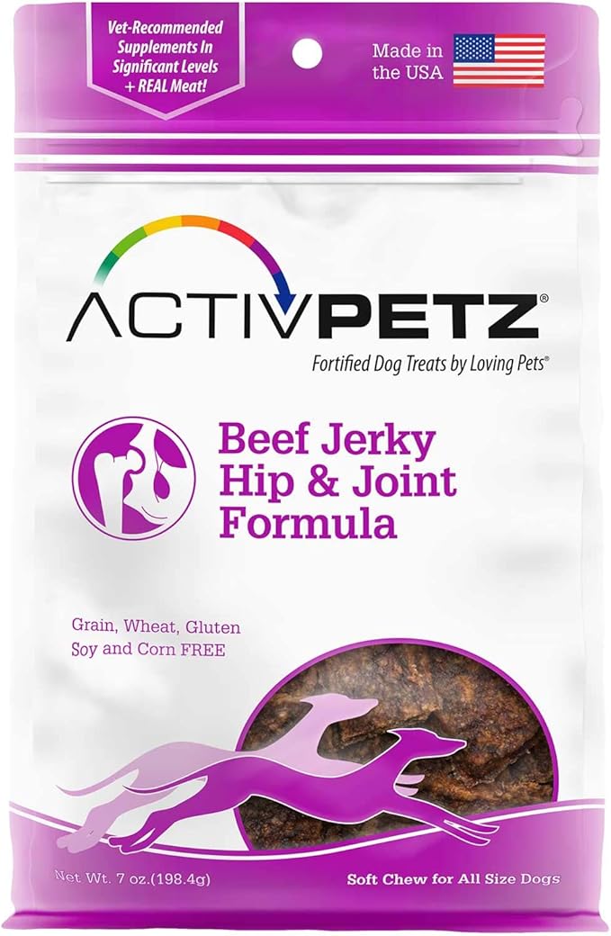 Loving Pets Activpetz Beef Jerky Hip & Joint Formula Dog Treat, 7 Oz