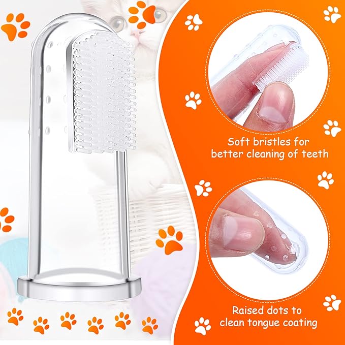 80 Packs Dog Toothbrush Soft Finger Brushes Pet Finger Toothbrush Easy Teeth Cleaning Dog Tooth Brush Oral Care Pet Dental Brush Pet Cleaning Finger Covers for Small Cats and Puppy