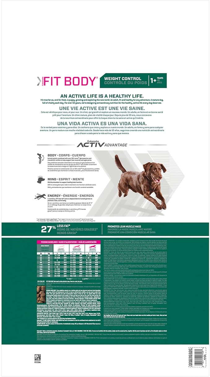 Eukanuba Fit Body Weight Control Large Breed Dry Dog Food, 15 lb