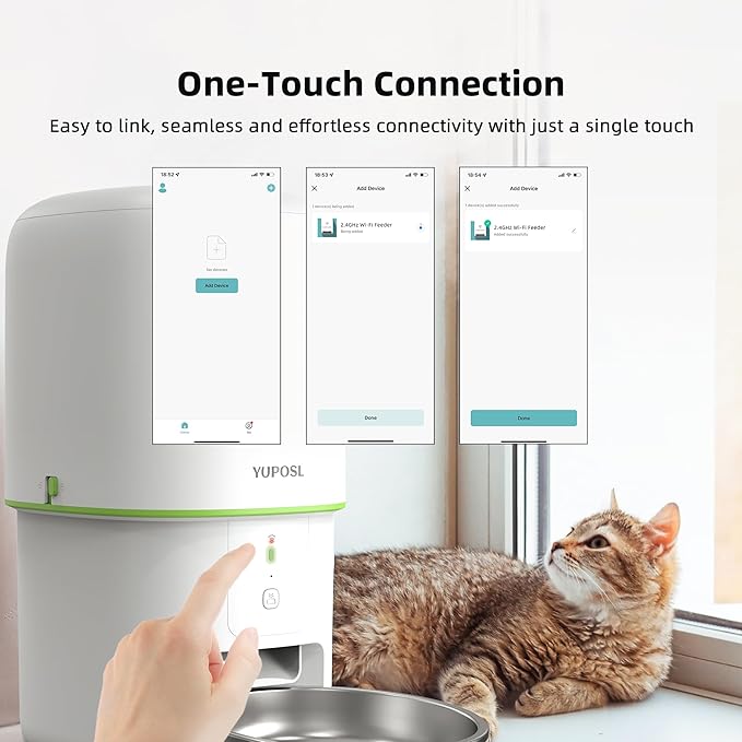 Automatic Cat Feeder WiFi - Easy to Clean 2L/4L WiFi Automatic Cat Feeder for Remote Feeding, Cat Food Dispenser with Lock Feature and Suitable Portion Size, Only 2.4GHz