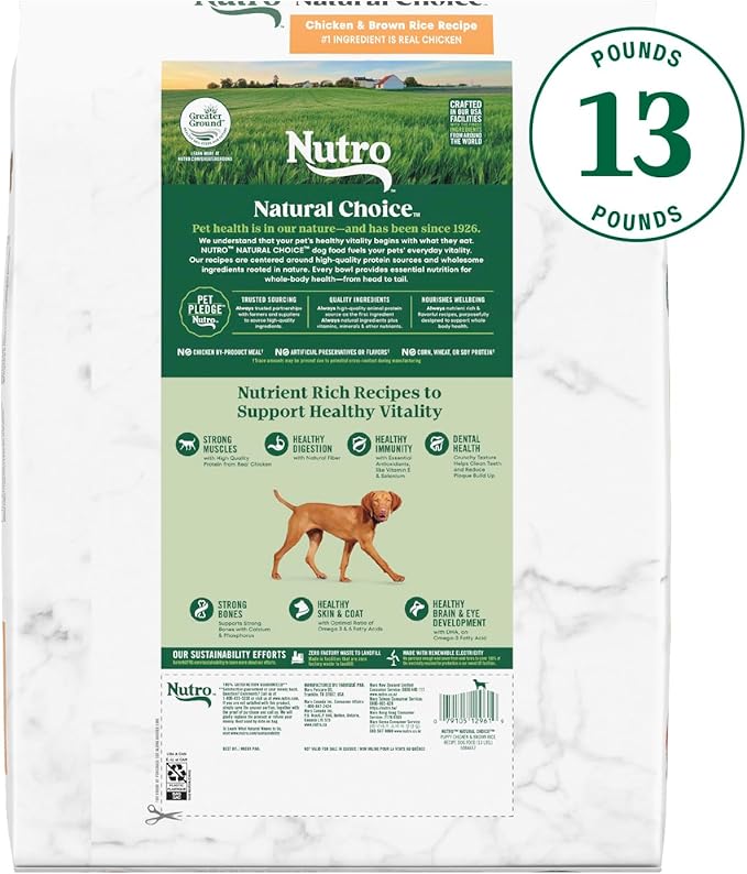 Nutro Natural Choice Puppy Dry Dog Food, Chicken and Brown Rice Recipe, 13 lbs.