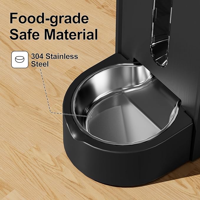 Automatic Gravity Pet Feeder, 1.8 Gallons*2 Dog Feeder and Water Dispenser Set, 2-in-1 Automatic Feeder and Stainless Steel Water Dispenser for Dogs, Cats, Rabbits, Puppies (Black)