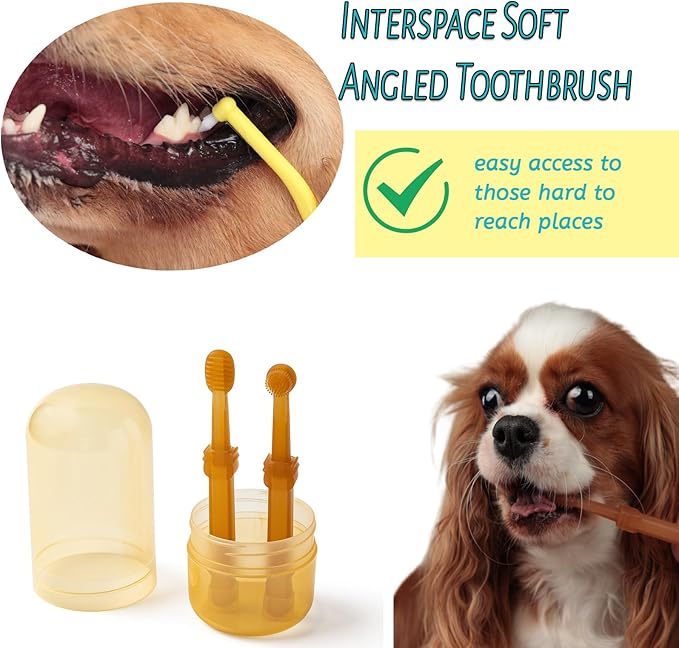 E.M&S.T by Emmeliestella Small Dog & Cat Toothbrush Micro Head, Cat Dental Care, Pets Toothbrush, Oral Hygiene, Easy to Handle, Deep Clean, Soft Bristles, Easy to Handle, Brown & Yellow 3PCS