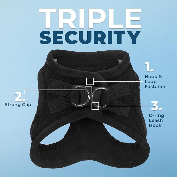 Voyager Step-In Plush Dog Harness – Soft Plush, Step In Vest Harness for Small and Medium Dogs by Best Pet Supplies - Harness (Black Plush), L (Chest: 18 - 20.5")