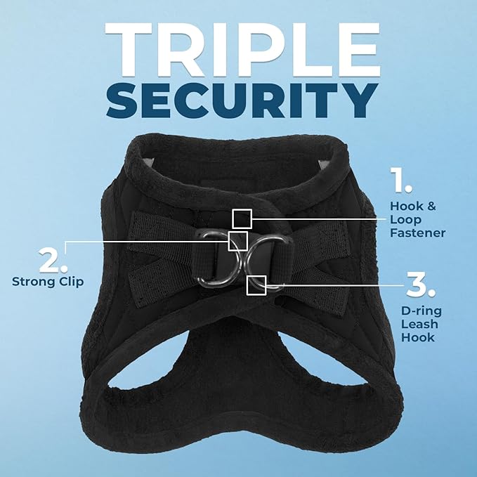 Voyager Step-In Plush Dog Harness – Soft Plush, Step In Vest Harness for Small and Medium Dogs by Best Pet Supplies - Harness (Black Plush), XL (Chest: 20.5 - 23")