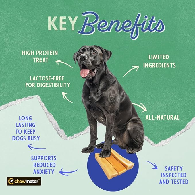 Chewmeter Himalayan Yaky Cheese Chew, 100% Natural, Long Lasting, Gluten Free, Healthy & Safe Dog Treats, Lactose & Grain Free, Protein Rich, Stain Free, X-Large, For Dogs 55 Lbs & Over, 5.3 oz