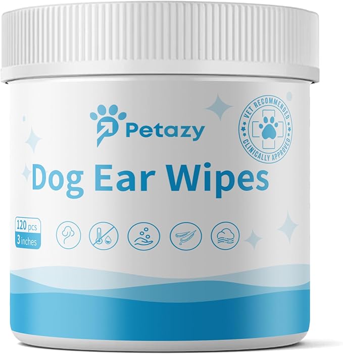 Dog Ear Wipes for Dog | Unscented Dog Ear Cleaner for Dogs | Remove Dirt Wax Itch Odor | Natural Cleaning Puppy Ear Wipes | Soothing Ear Wipes for Pets Cat | Organic Ingredients | 125 XL Pcs