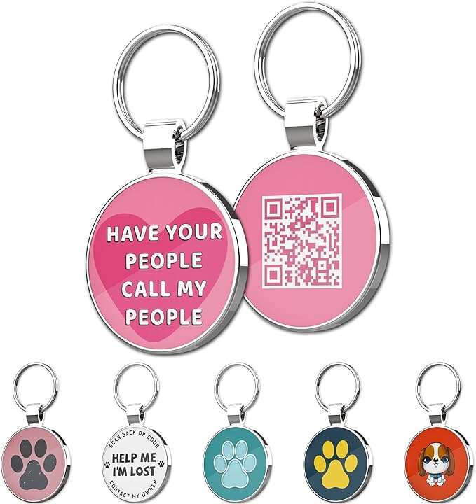 MYLUCKYTAG QR Code Pet ID Tags Dog Tags - Pet Online Profile - Scan QR Receive Instant Pet Location Alert Email