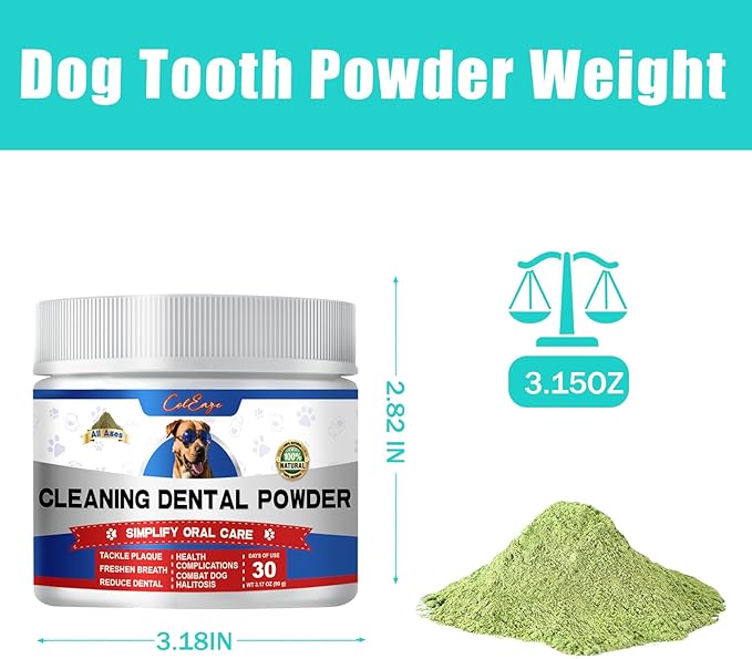 Dog Teeth Cleaning Powder,Herbal Dog Dental Powder with Breath Freshener,Plaque Remover for Teeth Dog Targets Tartar & Bad Breath,Healthy Mouth for Dogs