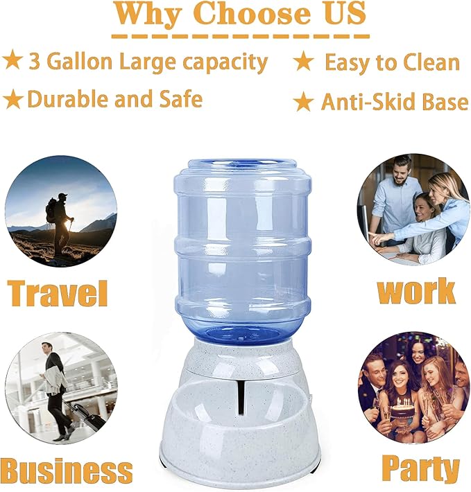 Automatic Dog Water Dispenser,3 Gallon| 11L Gravity Automatic Pet Water Dispenser Station,Pet Waterer for Large Dogs and Cats,Large Capacity Water Feeder for Cats and Large Dogs