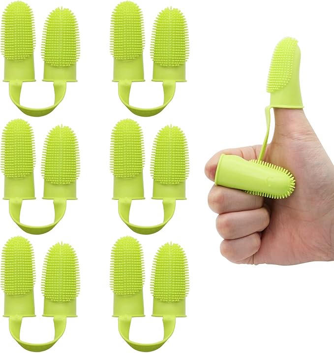 Dog Toothbrush Kit, 6Pack Dog Finger Toothbrush for Dog Teeth Cleaning&Dog Dental Care, Cat Toothbrush Dog Tooth Brush Puppy Toothbrush Pet Toothbrush (Green (6-Pack))