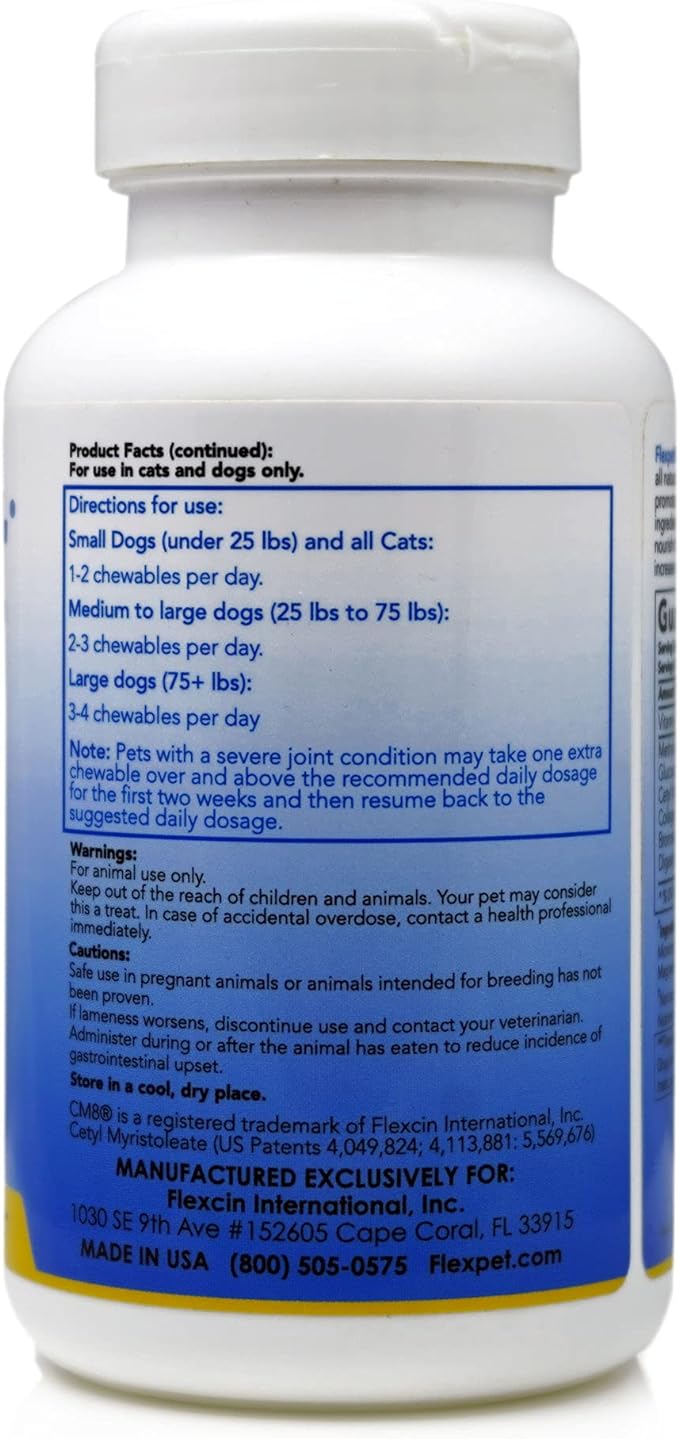 with CM8 Chewable Tablets for Joint Pain Relief in Dogs; Hip & Joint Pain Supplement Containing Cetyl Myristoleate (CM8) & Glucosamine: Single Bottle - 60 Chewable Tablets