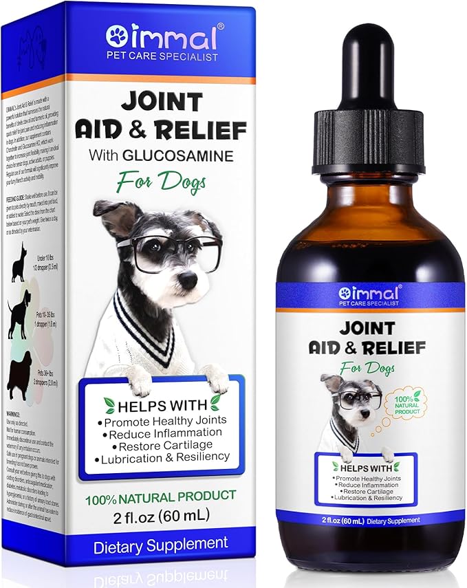 Hip & Joint Glucosamine Drops for Dogs, Supports Joint Health, Dog Joint Pain Relief Treats - Enhances Mobility Support, Joint Supplement for Dogs, Bacon Flavor - 60ml / 2 fl.oz