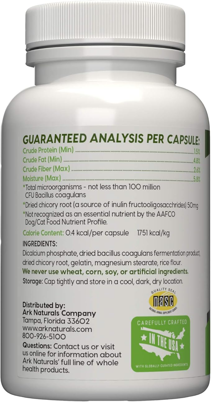 Ark Naturals Gentle Digest Capsules, Vet Recommended Prebiotics and Probiotics to Support Intestinal Balance and Immune System Health in Dogs and Cats, Natural Ingredients, 60 Count