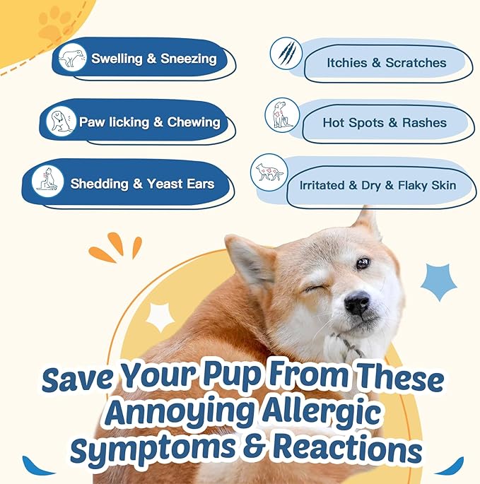 Dog Allergy Relief, Itchy Skin Relief - Digestive & Immune Supplement with Probiotics & Colostrum- Omega 3 Fish Oil for Skin & Coat Health - Anti Itch & Hot Spots + Seasonal Allergies - 100 Chews