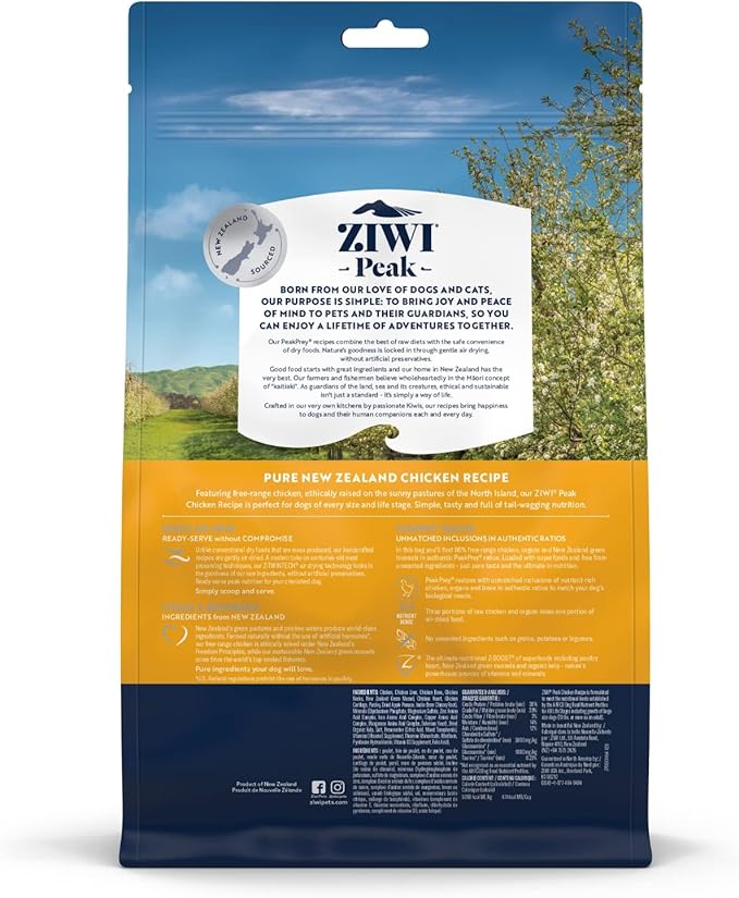 ZIWI Peak Air-Dried Dog Food – All Natural, High Protein, Grain Free and Limited Ingredient with Superfoods (Chicken, 1.0 lb)