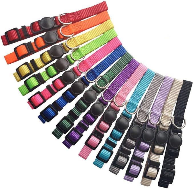 14 PCS Puppy ID Collars Nylon Soft Identification Colorful Adjustable Breakaway Safety Whelping Litter Collars for Pups with Record Keeping Charts 14pcs/Set