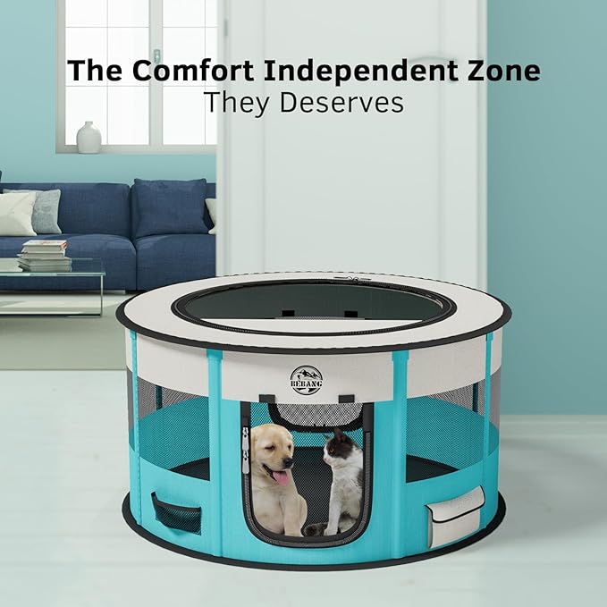 Playpen for Dogs, Large Foldable Pet Play Pens Indoor Outdoor Exercise Pen with Carrying Case Food Bowl for Cat Puppy Rabbit