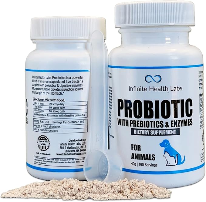 Probiotics for Dogs and Cats - Vet Formulated Pet Prebiotic & Enzyme Powder for Digestive, Gut & Immune Health - 160 Servings