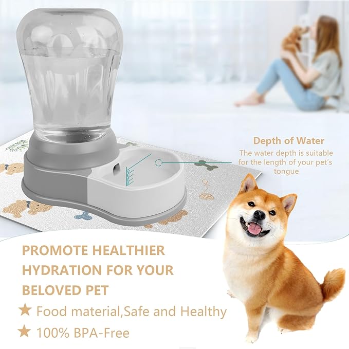 Automatic Dog Water Bowl Dispenser - Staltwo Premium Pet Water Dispenser,Large Capacity Water Feeder for Cats and Dogs, BPA-Free,6-Liter Grey