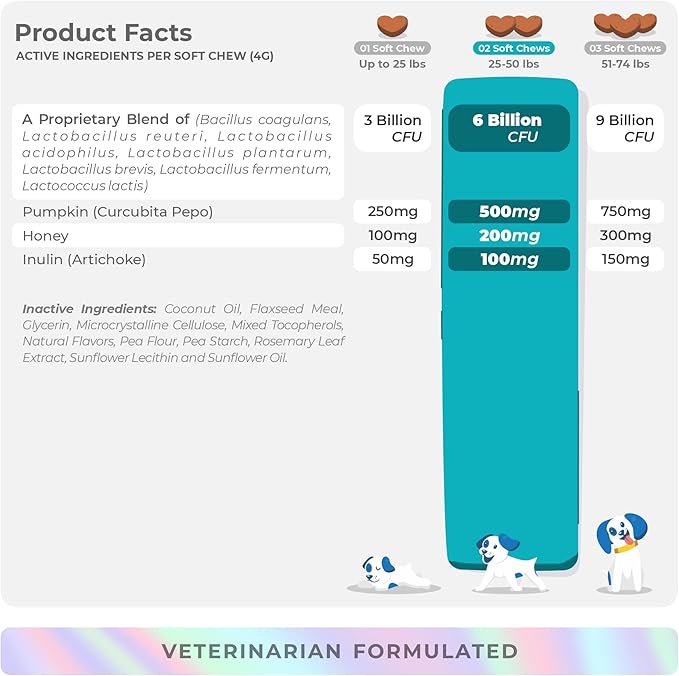 Probiotics for Dogs - 90 Soft Chews - Diarrhea & Gas Support for Dogs - with Honey, Pumpkin and Prebiotics for Dog Allergies, Bad Dog Breath & Constipation Support (Soft Chews)