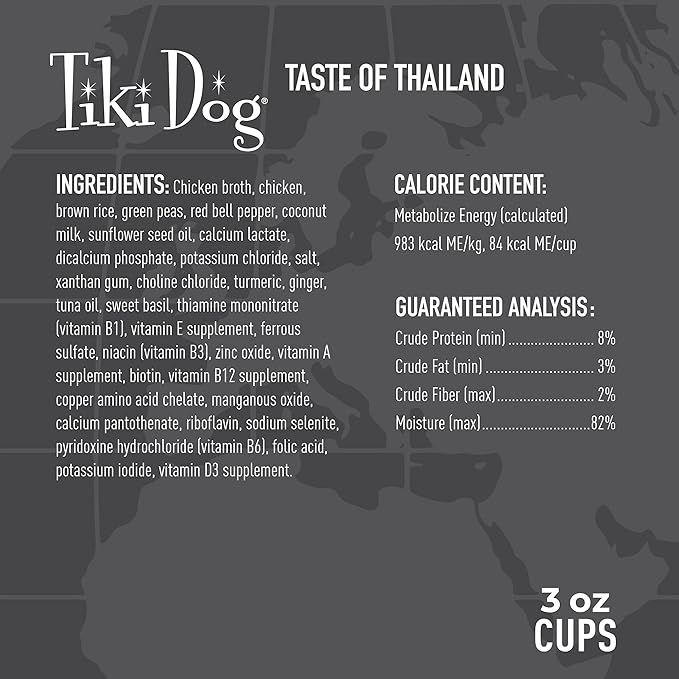 Tiki Dog Taste of The World - Dog Wet Food - Whole Foods - Thailand! Chicken Curry - 3 oz Cup