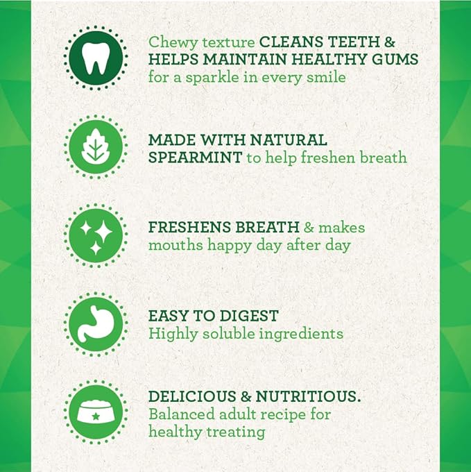 Greenies TEENIE Natural Dental Care Dog Treats Mint Fresh Flavor, 12 oz. Pack (43 Treats)