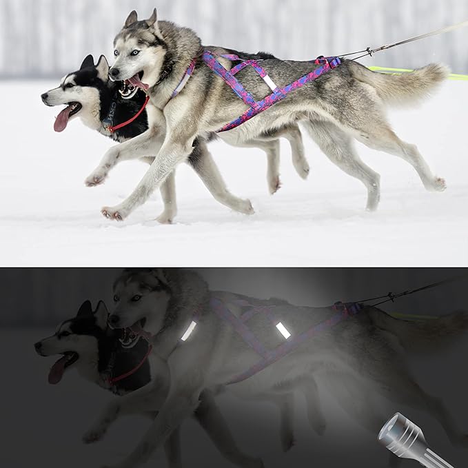 PET ARTIST Dog Weight Pulling Harness,Speed Training,Work Out Dog Sled Harness for Medium,Large Dogs,PINK,2XL