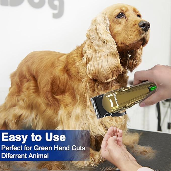 Dog Clippers for Grooming - Dog Grooming Kit for Heavy Thick Hair Coats Low Noise Dogs Shaver Clippers with Cloth Upgraded Professional Rechargeable Cordless Electric Quiet Plating Clippers