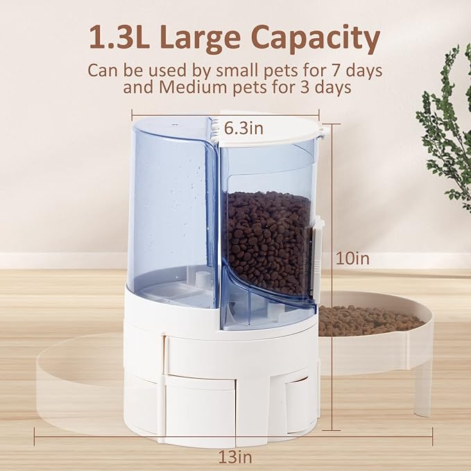 Automatic Cat Dog Feeder and Cat Water Dispenser in Set - Rotating Storage Gravity Pet Water Dispenser for Small Medium Pets Dog Puppy Kitten