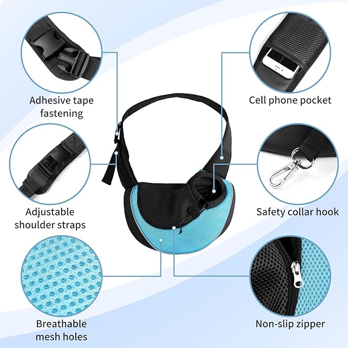 YUDODO Pet Dog Sling Carrier Breathable Mesh Travel Safe Sling Bag Carrier for Dogs Cats