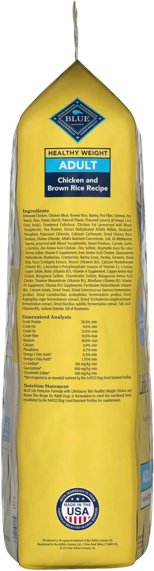 Blue Buffalo Life Protection Formula Natural Adult Healthy Weight Dry Dog Food, Chicken and Brown Rice 34-lb