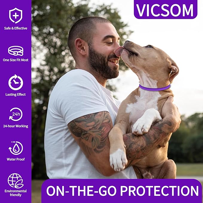 4 Pack Flea Collar for Dogs, Dog Flea and Tick Collar 8 Months Flea and Tick Prevent for Dog, Waterproof Adjustable Dog Flea Collar, Tick and Flea Collar for Large Small Dogs Puppy Flea Collar, Purple