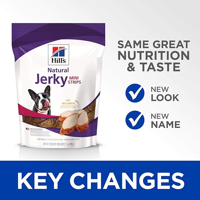 Hill's Natural Jerky Strips, All Life Stages, Great Taste, Dog Treats, Chicken (small & mini breeds), 7.1 oz Bag