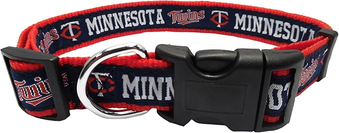 MLB Minnesota Twins Licensed PET COLLAR- Heavy-Duty, Strong, and Durable Dog Collar. Available in 29 Baseball Teams and 4 Sizes