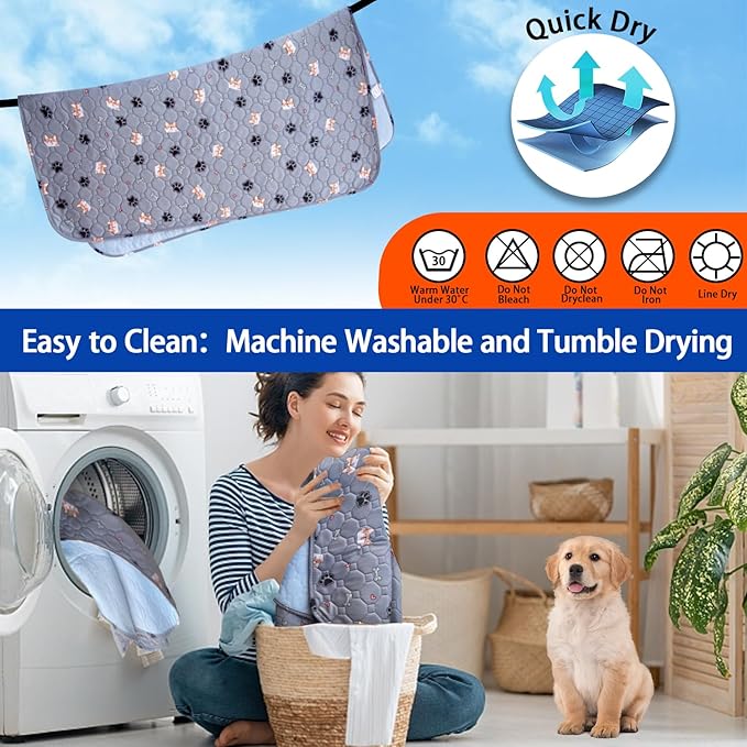 Washable Pee Pads for Dogs - Super Absorbent Reusable Puppy Pads 2Pack 41''x41'' Waterproof Dog Pee Pads Non-Slip Whelping Pads Leakproof Urine Pet Training Pads for Potty Wshable Puppy Pads