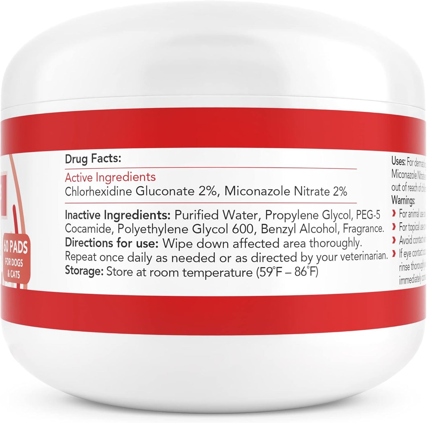Nootie Medicated Dog Wipes, Chlorhexidine & Miconazole Pet Wipes for Dogs & Cats - 2” Small Wipes, 60 Count - Sold in Over 10,000 Vets & Pet Stores