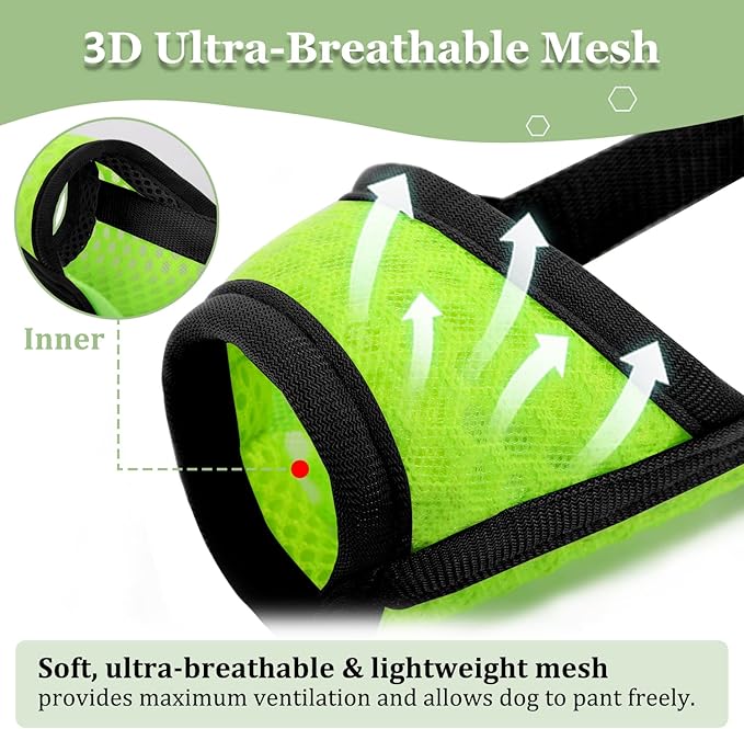 Mayerzon Dog Muzzle, Soft Mesh Muzzle for Small Medium Large Dogs Chihuahua Poodles Beagle Dachshund Corgis Labrador, Puppy Muzzle for Biting Chewing Grooming, Allows Panting Drinking