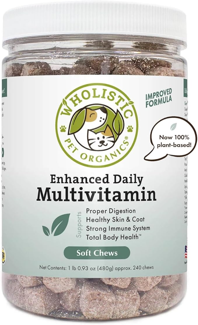 Wholistic Pet Organics: Multivitamin Chews for Dogs Organic Homemade Dog Treat for Medium and Small Dogs Calming Chews for Dogs Food Puppy Multivitamin Probiotics Immune Support Supplement (240 Count)