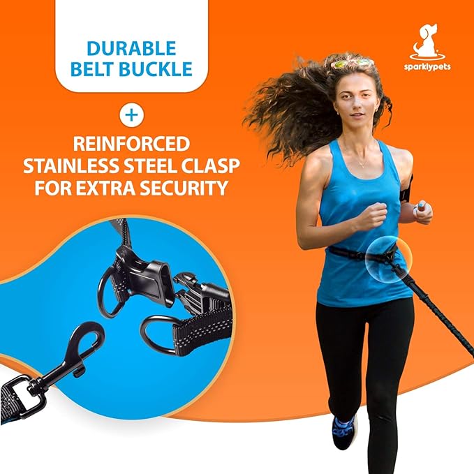 SparklyPets Hands Free Double Dog Leash – Dual Dog Leash for Medium and Large Dogs – Dog Leash for 2 Dogs with Padded Handles, Reflective Stitches, No Pull, Tangle Free