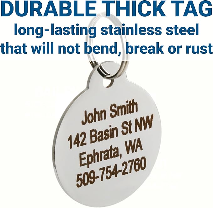 GoTags Personalized Dog Tags in Rainbow Steel, Black Steel, Stainless Steel or Solid Brass, Custom Engraved Pet Tags for Dogs and Cats. Front and Back Engraving. Dog ID and Cat ID Tags - (Pack of 1)